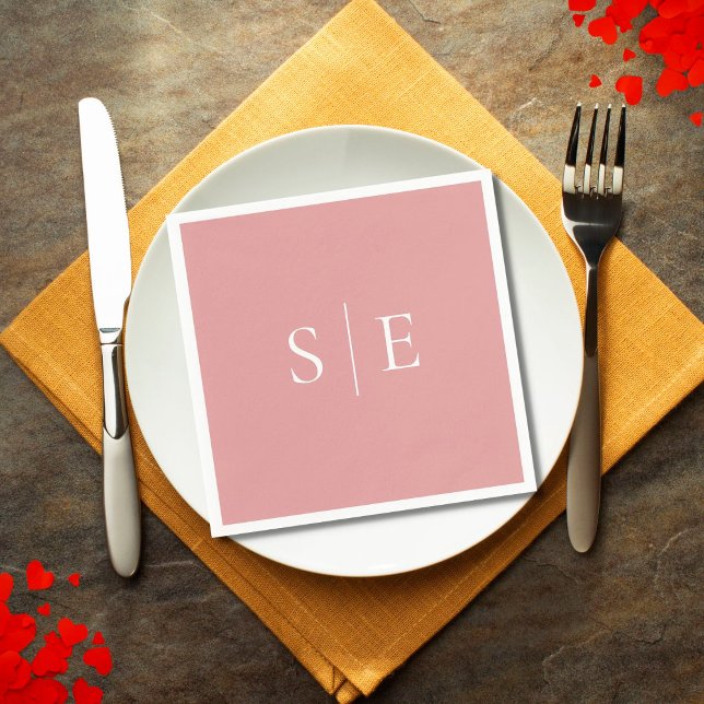 Elegant Dusty Rose Monogram Minimalist Napkins (Creator Uploaded)