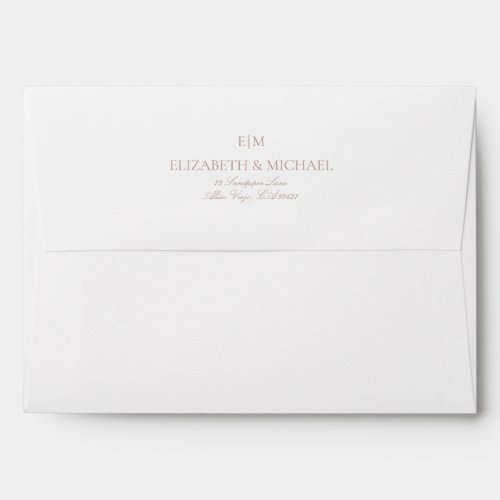 Elegant Dusty Rose Monogram Return Address Wedding Envelope