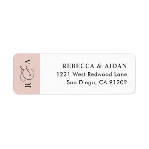 Elegant Dusty Rose Monogram Wedding Return Address Label