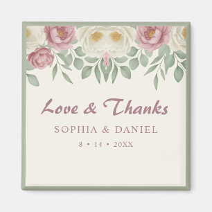 Elegant Dusty Rose Peony Floral Wedding Favor Magnet