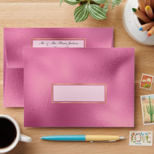 Elegant Dusty Rose Pink and Gold Foil Look Envelope