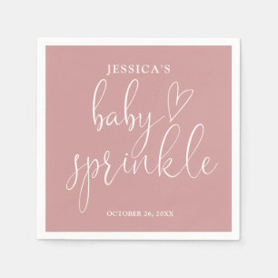Elegant Dusty Rose Pink Baby Sprinkle Shower Napkins