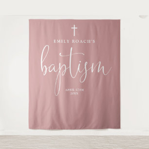 Elegant Dusty Rose Pink Baptism Photo Backdrop