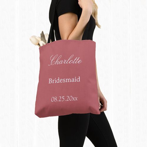 Elegant Dusty Rose Pink Bridesmaid Tote Bag