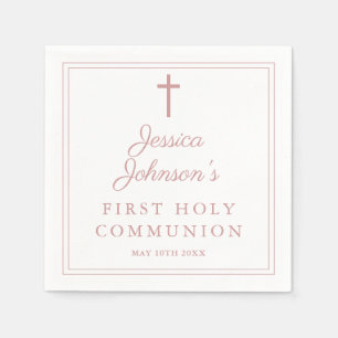 Elegant Dusty Rose Pink First Holy Communion Napkins