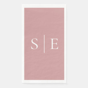 Elegant Dusty Rose Pink Monogram Minimalist  Paper Guest Towels