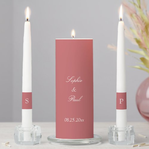 Elegant Dusty Rose Pink Wedding Unity Candle Set
