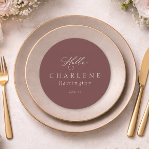 Elegant Dusty Rose Round Wedding Menu & Place Card