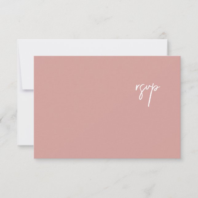 Elegant Dusty Rose Script Wedding RSVP Card (Front)