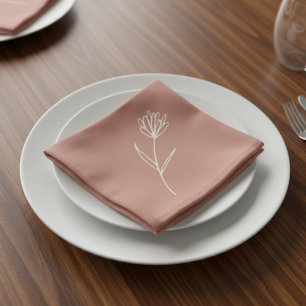 Elegant Dusty Rose Simple Flower Name Cloth Napkin