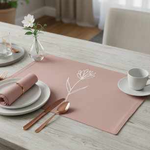 Elegant Dusty Rose Simple Flower Name Placemat