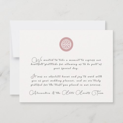 Elegant Dusty Rose Thank You Card with Logo Emblem