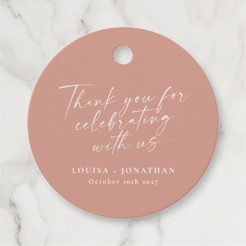 Elegant Dusty Rose Trendy Script Custom Thank You  Favor Tags