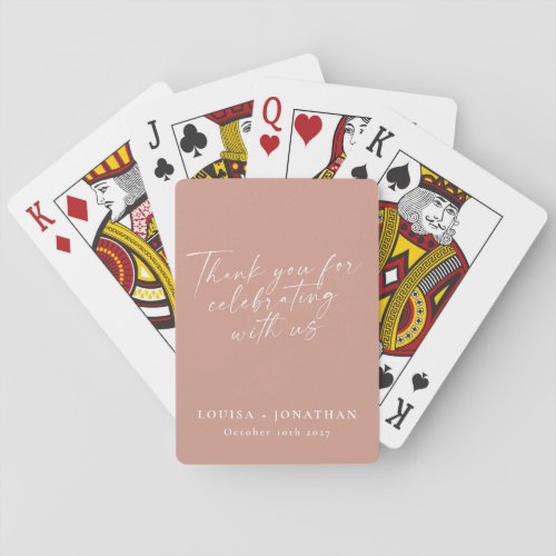 Elegant Dusty Rose Trendy Script Custom Thank You Playing Cards