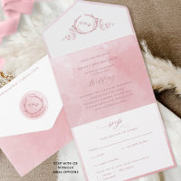 Elegant Dusty Rose Watercolor Monogram Wedding All
