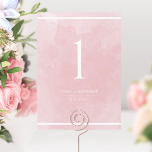 Elegant Dusty Rose Watercolor Table Number