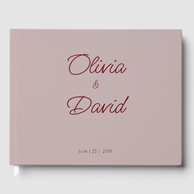 Elegant Dusty Rose Wedding Guest Book (Front)
