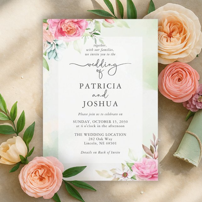 Elegant Dusty Rose Wedding Invitation With QR (Creator Uploaded)