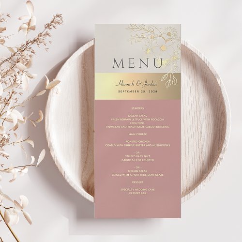 Elegant Dusty Rose Wedding Menu