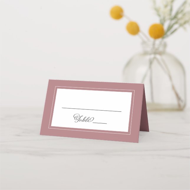 Elegant | Dusty Rose Wedding Name and Table Number Place Card (Front)