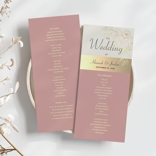 Elegant Dusty Rose Wedding Program