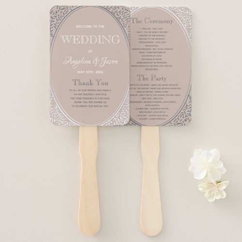 Elegant Dusty Rose Wedding Program Hand Fan