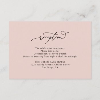 Elegant Dusty Rose Wedding Reception Enclosure Card by PeachBloome at Zazzle
