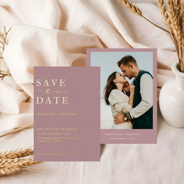 Elegant dusty rose Wedding Save the Date  Foil Invitation (Creator Uploaded)