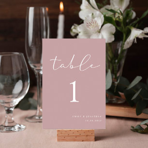 Elegant Dusty Rose Wedding Table Number