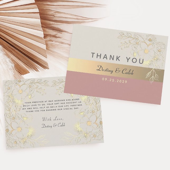 Elegant Dusty Rose Wedding Thank You Card (Creator Uploaded)
