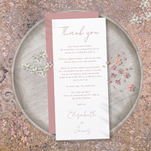 Elegant Dusty Rose Wedding Thank You Place Card