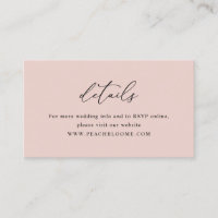 Elegant Dusty Rose Wedding Website Details Card
