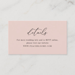 Elegant Dusty Rose Wedding Website Details Card