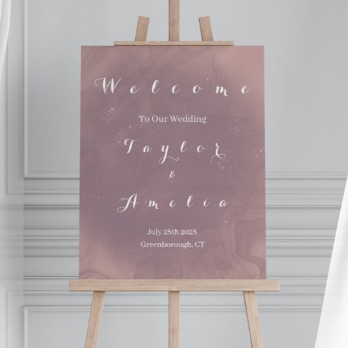 Elegant Dusty Rose Wedding Welcome Sign Poster