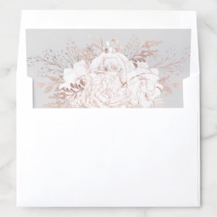 Elegant Dusty Rose White Floral Grey Wedding A7 Envelope Liner