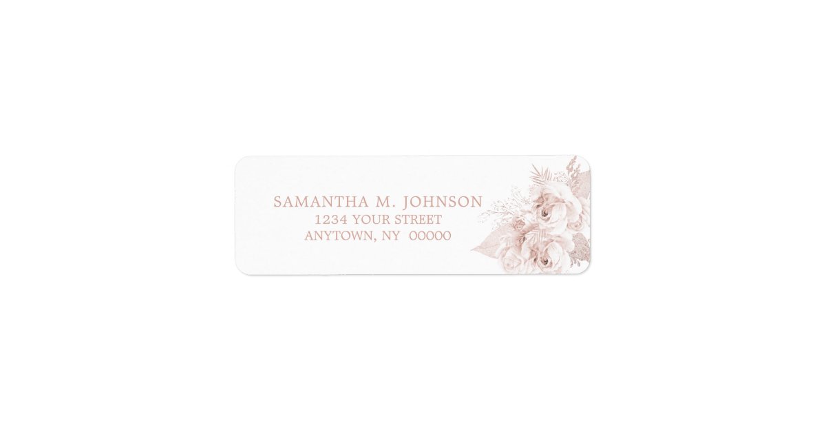 Elegant Dusty Rose White Floral Return Address Label | Zazzle
