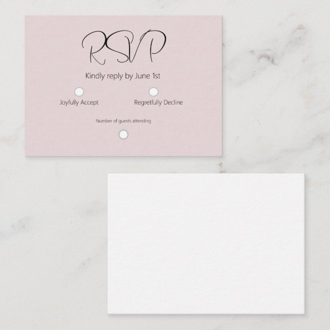 Elegant Dusty Rose White  Note Card (Front/Back)