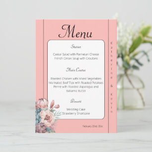 Elegant Dusty Rose White Teal Floral Wedding Invitation