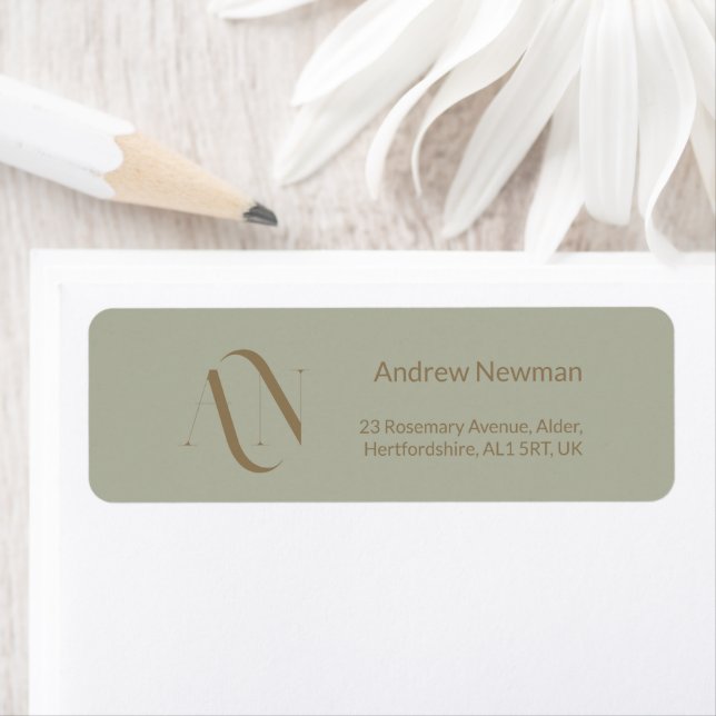 Elegant Dusty Sage and Gold Monogram  Label (Insitu)