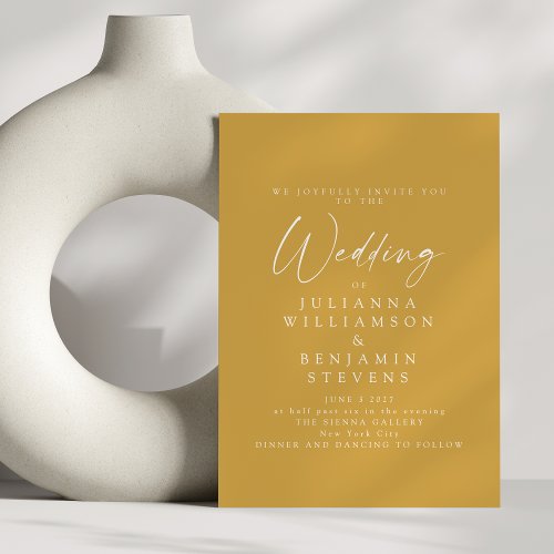 Elegant Dusty Yellow Minimalist Script Wedding Invitation
