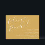 Elegant Dusty Yellow Script Minimal Bat Mitzvah Invitation<br><div class="desc">This contemporary bat mitzvah invitation features a minimalist horizontal composition and a beautiful script calligraphy in white on a Dusty Yellow background.</div>