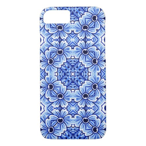 Elegant Dutch Delft Blue Floral Art Pattern iPhone 87 Case