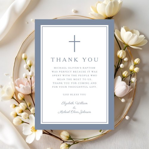Elegant Dysty Blue Religious Cross Baptism