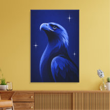 Elegant Eagle Blue Monochrome Editorial Art