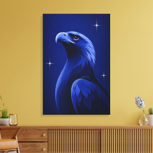 Elegant Eagle Blue Monochrome Editorial Art Canvas Print