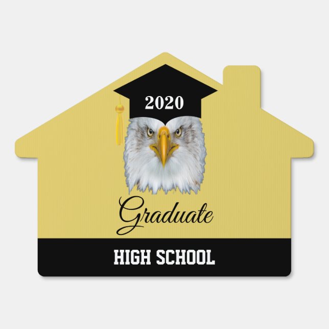 Elegant eagle graduation in black and golden sign (Front)