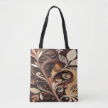 Elegant Earth-Hued Floral Swirls in Paper-Cut Styl Tote Bag
