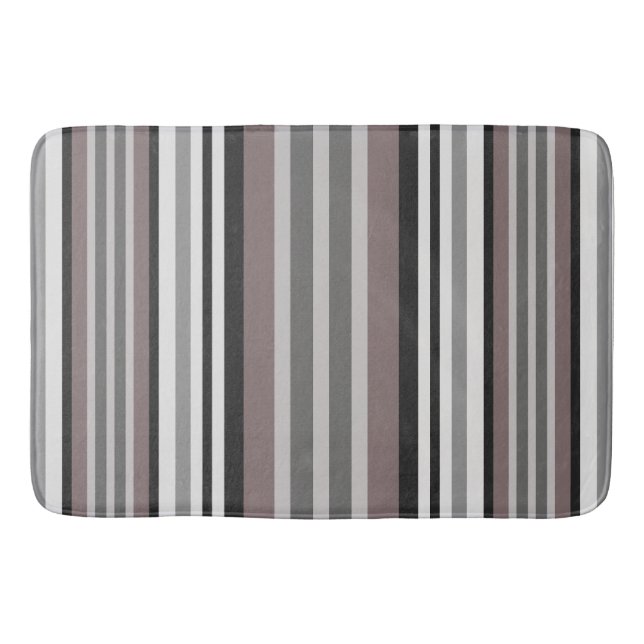 Elegant Earth Tones Brown Savannah Stripes Pattern Bath Mat (Front)