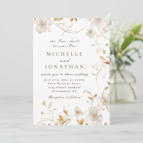 Elegant Earth Tones Floral Christian Bible Verse Invitation