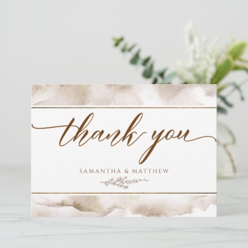 Elegant, Earth Tones Watercolor Thank You Card | Zazzle